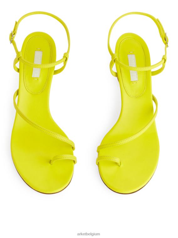 ARKET schoenen 0DXJP695 Neon Geel leren sandalen met hak vrouwen