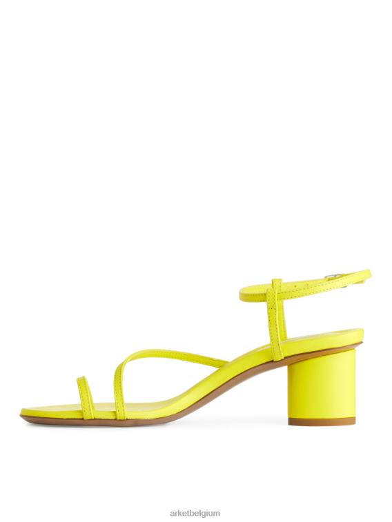 ARKET schoenen 0DXJP695 Neon Geel leren sandalen met hak vrouwen