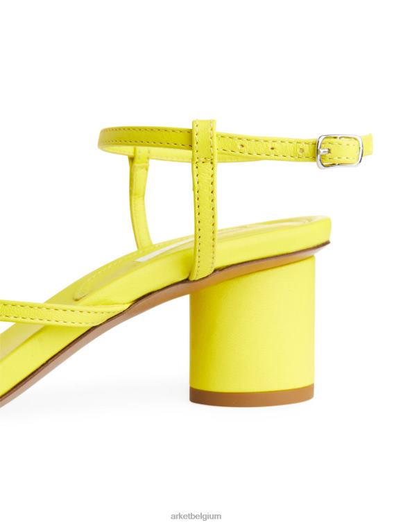 ARKET schoenen 0DXJP695 Neon Geel leren sandalen met hak vrouwen