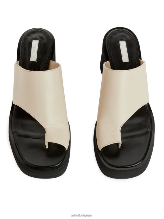 ARKET schoenen 0DXJP696 gebroken wit/zwart dikke leren slip-in sandalen vrouwen