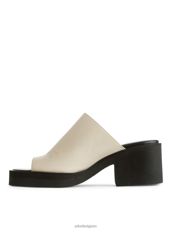 ARKET schoenen 0DXJP696 gebroken wit/zwart dikke leren slip-in sandalen vrouwen