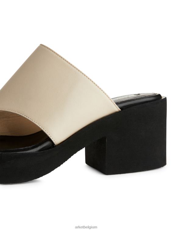 ARKET schoenen 0DXJP696 gebroken wit/zwart dikke leren slip-in sandalen vrouwen