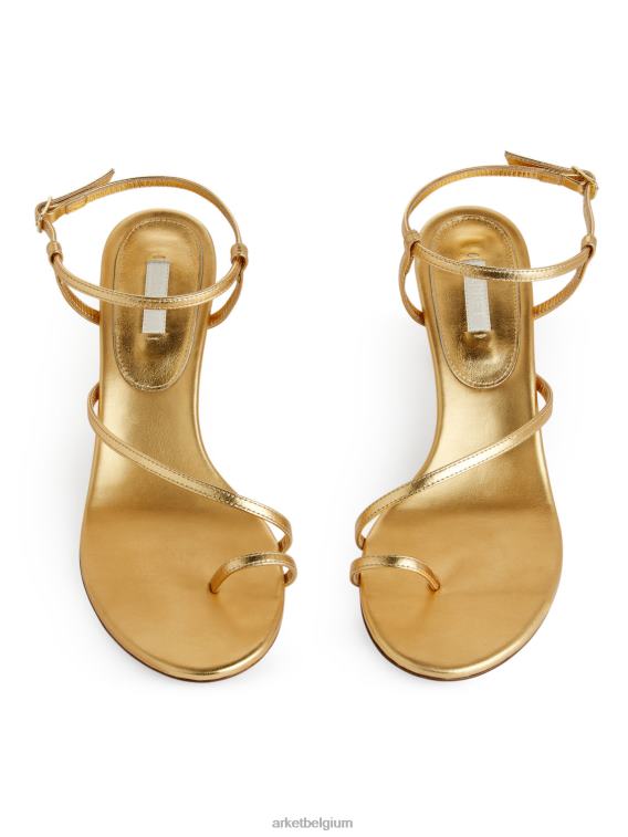 ARKET schoenen 0DXJP697 goud leren sandalen met hak vrouwen