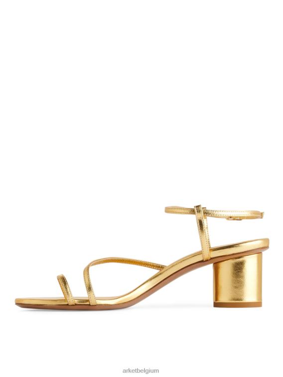 ARKET schoenen 0DXJP697 goud leren sandalen met hak vrouwen