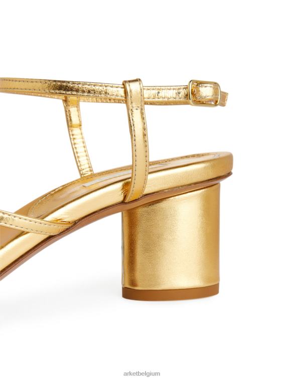 ARKET schoenen 0DXJP697 goud leren sandalen met hak vrouwen