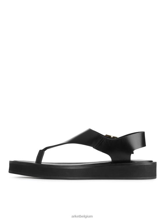 ARKET schoenen 0DXJP705 zwart dikke leren sandalen vrouwen