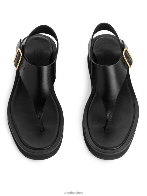 ARKET schoenen 0DXJP705 zwart dikke leren sandalen vrouwen