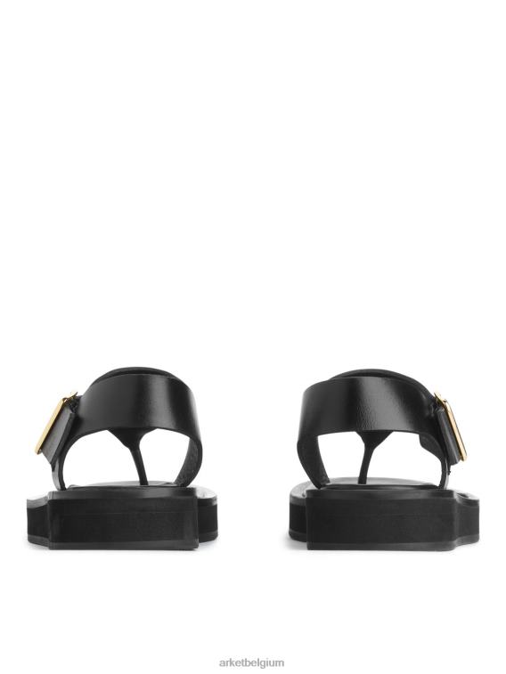 ARKET schoenen 0DXJP705 zwart dikke leren sandalen vrouwen