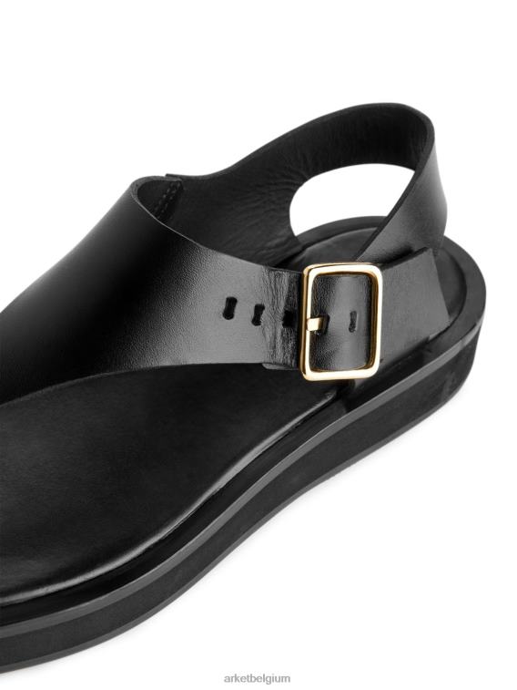 ARKET schoenen 0DXJP705 zwart dikke leren sandalen vrouwen