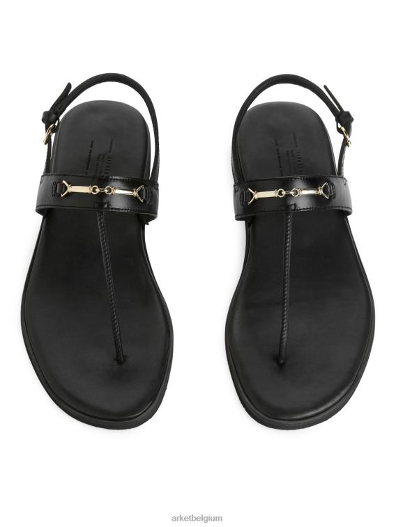 ARKET schoenen 0DXJP707 zwart Leren leren sandalen vrouwen