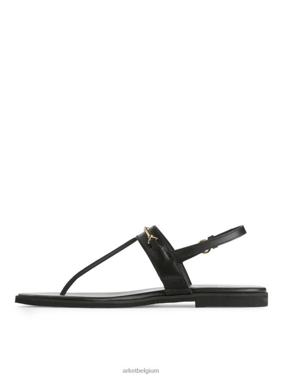 ARKET schoenen 0DXJP707 zwart Leren leren sandalen vrouwen