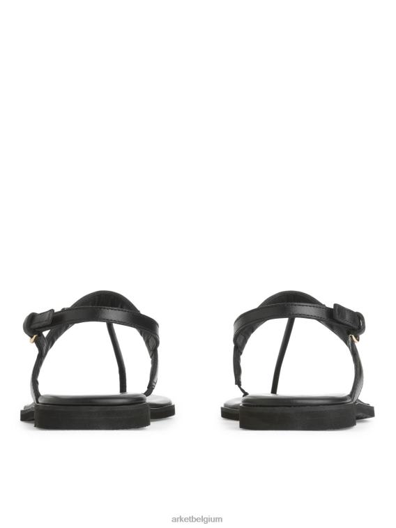 ARKET schoenen 0DXJP707 zwart Leren leren sandalen vrouwen